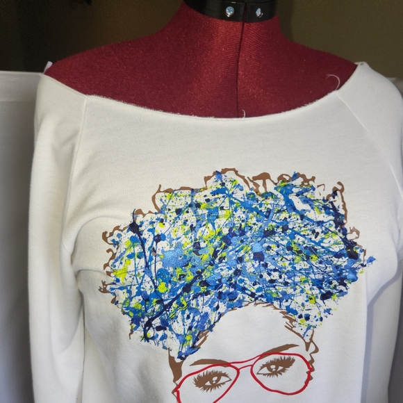 Bella Canvas Off Shoulder Graphic Sweatshirt - Picture 3 of 4